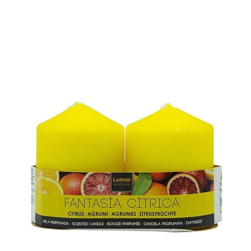 Vela Perfumada 7x5,7cm - Amarelo, Fantasia Cítrica, Pack 2