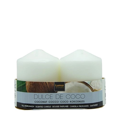 Vela Perfumada 7x5,7cm - Branco, Doce de Coco, Pack 2