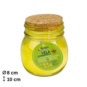 Frasco em Vidro com Vela de Essência Natural de Citronela