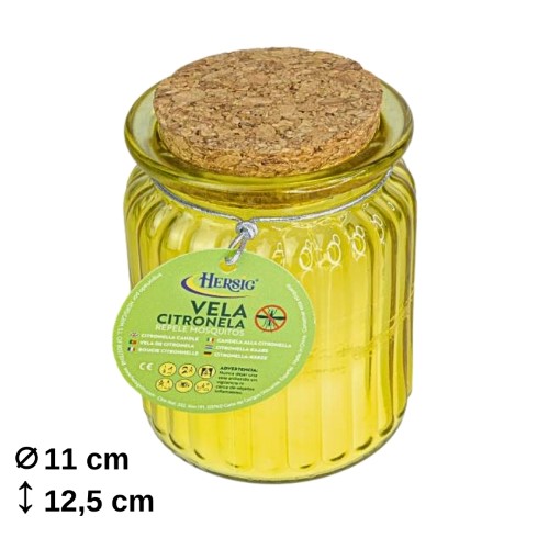 Frasco em Vidro com Vela de Essência Natural de Citronela