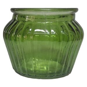Vaso em Vidro Colorido com Riscas 13cm - Verde Tropa