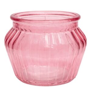 Vaso em Vidro Colorido com Riscas 13cm - Rosa