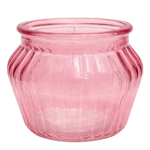 Vaso em Vidro Colorido com Riscas 13cm - Rosa
