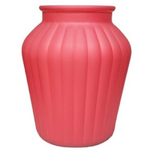 Vaso em Vidro Colorido com Riscas 25cm - Rosa Fosco