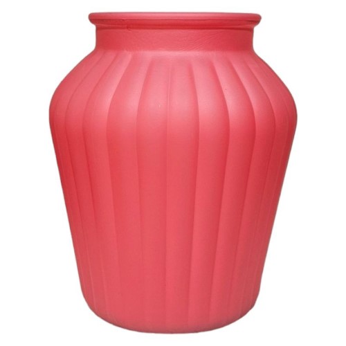 Vaso em Vidro Colorido com Riscas 25cm - Rosa Fosco