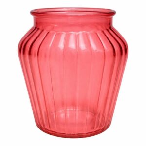 Vaso em Vidro Colorido com Riscas 25cm - Rosa