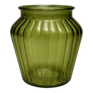 Vaso em Vidro Colorido com Riscas 25cm - Verde Tropa
