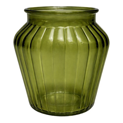 Vaso em Vidro Colorido com Riscas 25cm - Verde Tropa