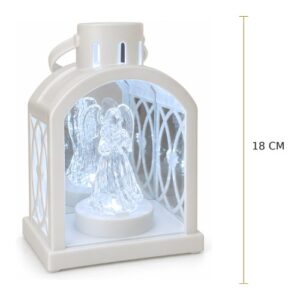 Lanterna Espelhada 18cm com Anjo LED - Branco