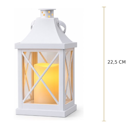 Lanterna 18cm com Vela LED - Branco