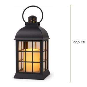 Lanterna 22,5cm com Vela LED - Preto