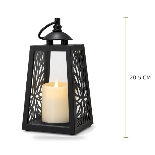 Lanterna 20,5cm com Vela LED - Preto