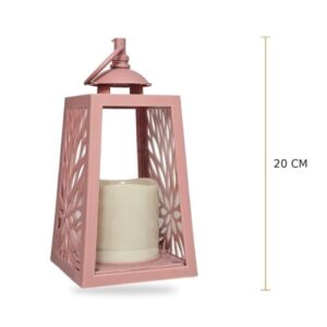 Lanterna 20cm com Vela sem Pilhas - Rosa