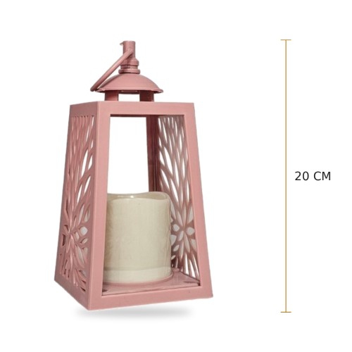 Lanterna 20cm com Vela sem Pilhas - Rosa