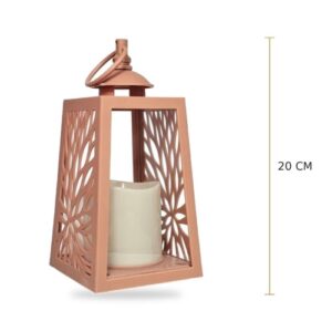 Lanterna 20cm com Vela sem Pilhas - Salmão