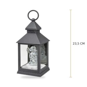 Lanterna 23,5cm com Anjo LED - Cinzento
