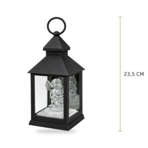 Lanterna 23,5cm com Anjo LED - Preto