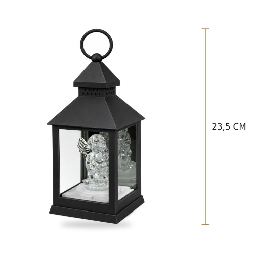 Lanterna 23,5cm com Anjo LED - Preto