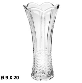 Jarra em vidro transparente com detalhes texturizados, formato cilíndrico e design elegante